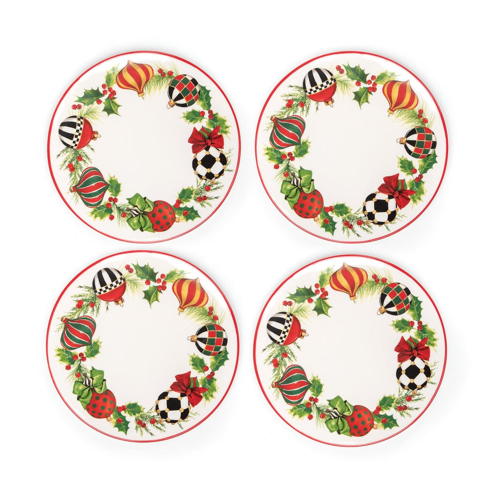 Deck the Halls Salad Plates, Set of 4 | MacKenzie-Childs