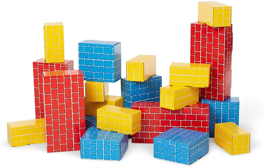 Melissa & Doug Jumbo Extra-Thick Cardboard Building Blocks - 40 Blocks in 3 Sizes, Cardboard Pret... | Amazon (US)