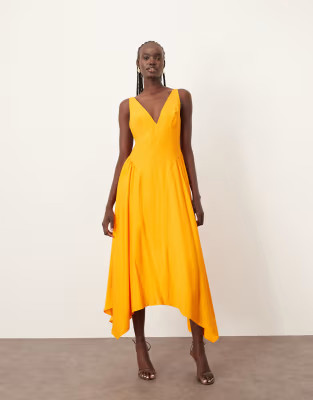 ARRANGE cross back detail maxi dress with full skirt in mango | ASOS | ASOS (Global)