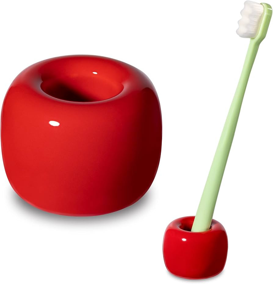 Urbanstrive Sleek Mini Ceramics Toothbrush Holder Stand for Bathroom Vanity Countertops (Red 1-Pa... | Amazon (US)