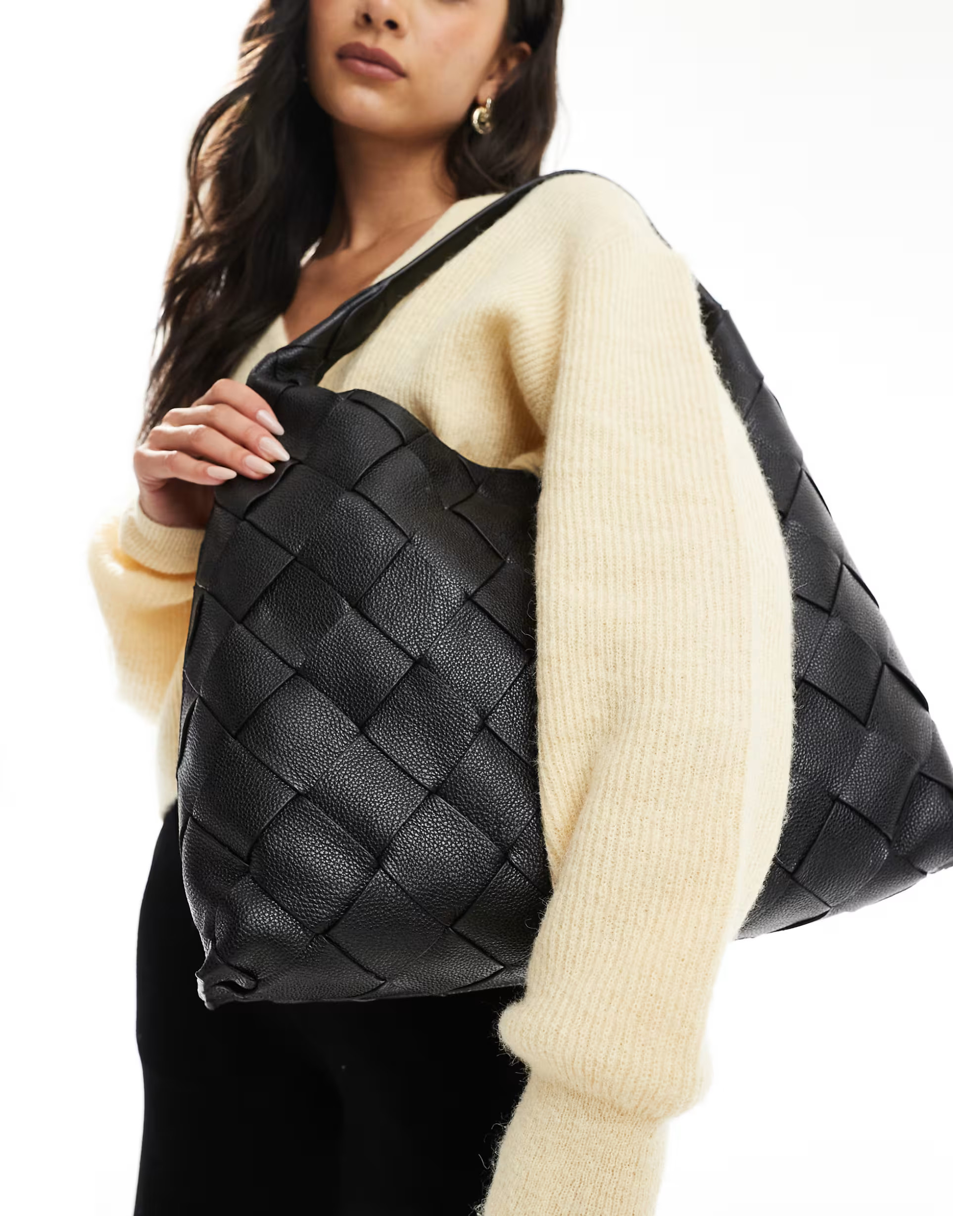 & Other Stories leather braided tote bag in black | ASOS (Global)