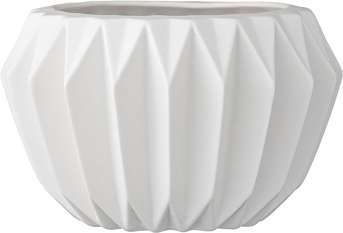 Bloomingville A21900018 Round White Fluted Ceramic Flower Pot | Amazon (US)