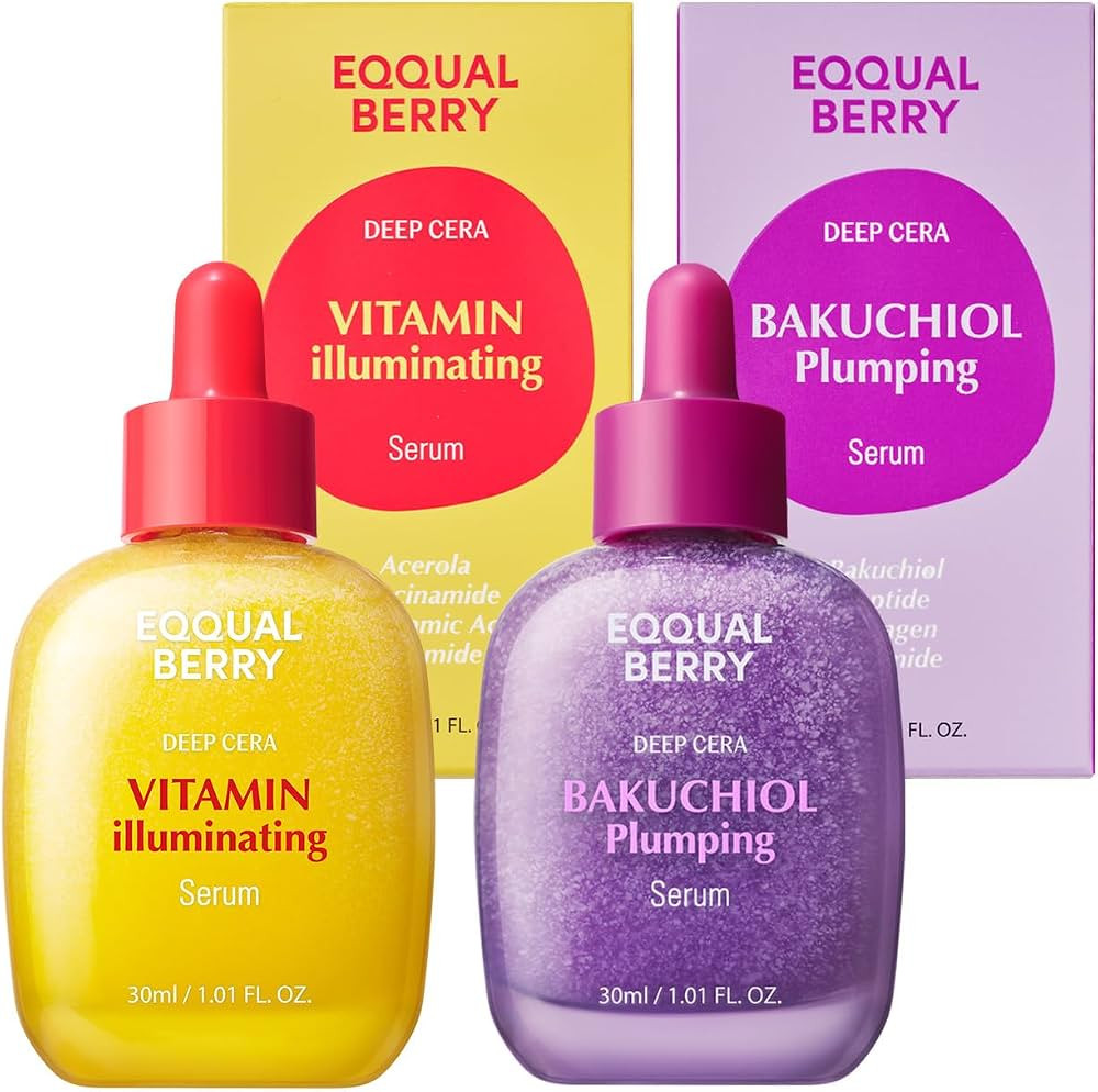 EQQUALBERRY Bakuchiol & Vitamin C Serum Set - Anti-Aging & Brightening Duo for Radiant, Firm Skin... | Amazon (US)