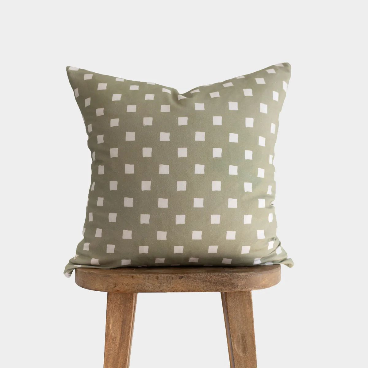 Olive Spaced Check - Pillow Cover Single - 18'' | 22" | 12x20" | Woven Nook