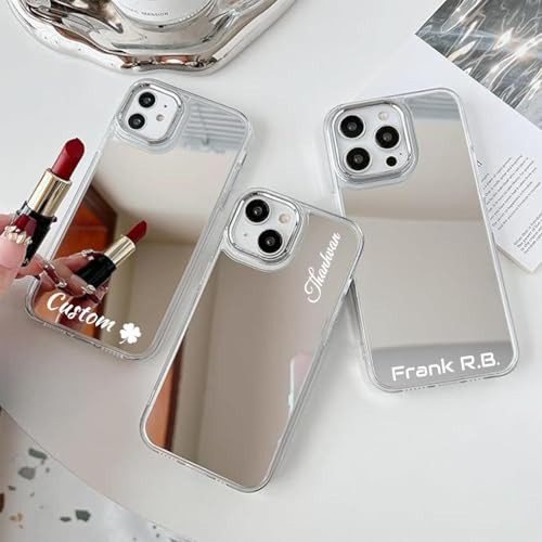 Custom Mirror Case for iPhone 16 15 14 13 12 11 Pro Max/Pro/Plus & Personalized for Apple Phone Cover for Girls Women Makeup,Cute Glossy Hard Clear Slim Anti-Drop Protective Case | Amazon (US)