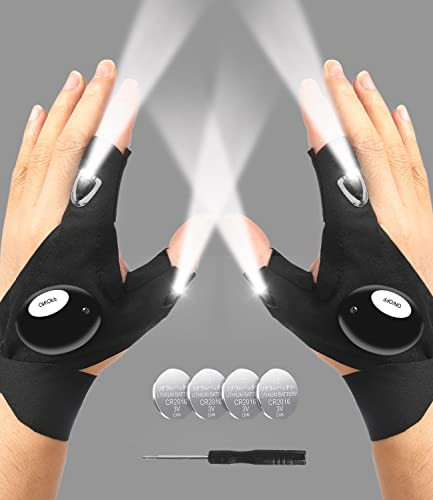 MOIPEJO LED Flashlight Gloves, Valentines Day Gifts for Him Men Boyfriend Husband, Cool Gadget Hands-Free Finger Lights Waterproof for Camping Fishing Repairing, Fathers Day Christmas Birthday Gift | Amazon (US)