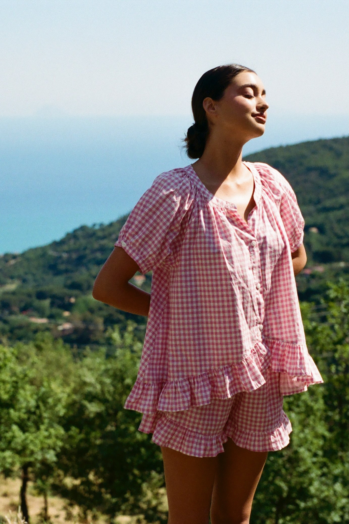 Sophie Sleep Set - Cotton - Gingham Berry | Piyama US