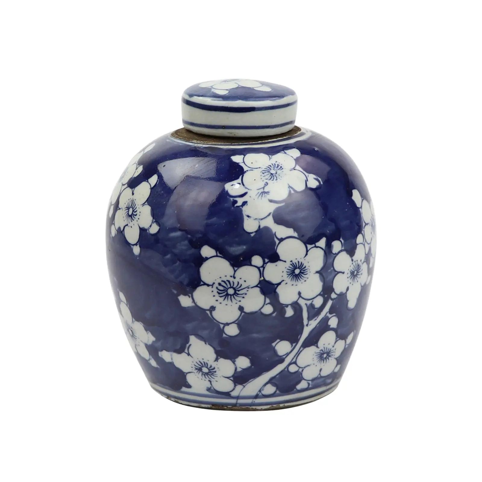 Blue and White Cherry Blossom Porcelain Ginger Jar | Chairish