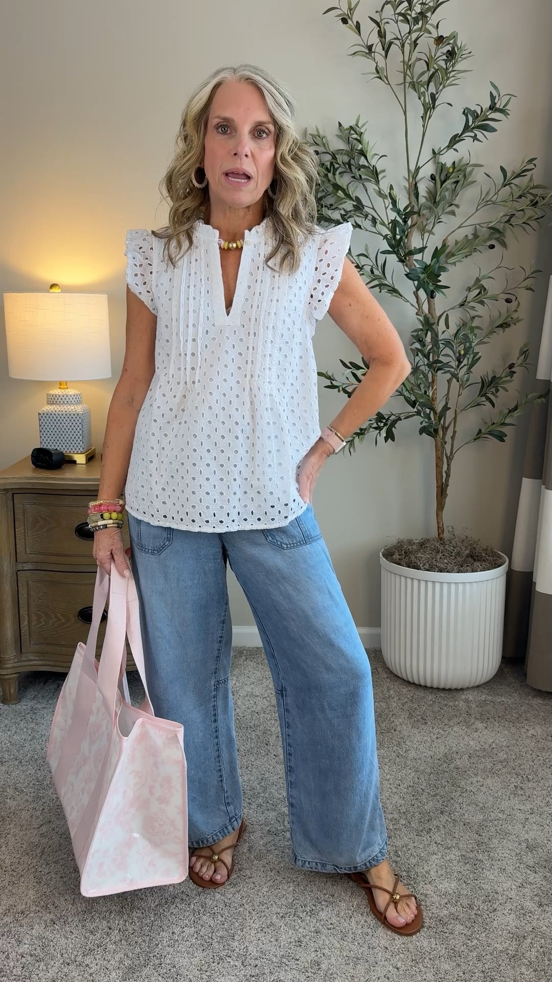 Walmart top and Splendid denim lounge pants. So good 

#LTKTravel #LTKSaleAlert #LTKOver40