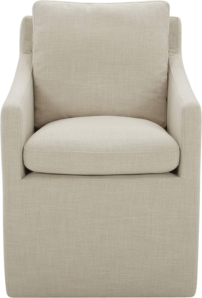 Amazon Brand - Stone & Beam Vivianne Modern Upholstered Dining Chair with Casters, Linen, 27.6"D ... | Amazon (US)