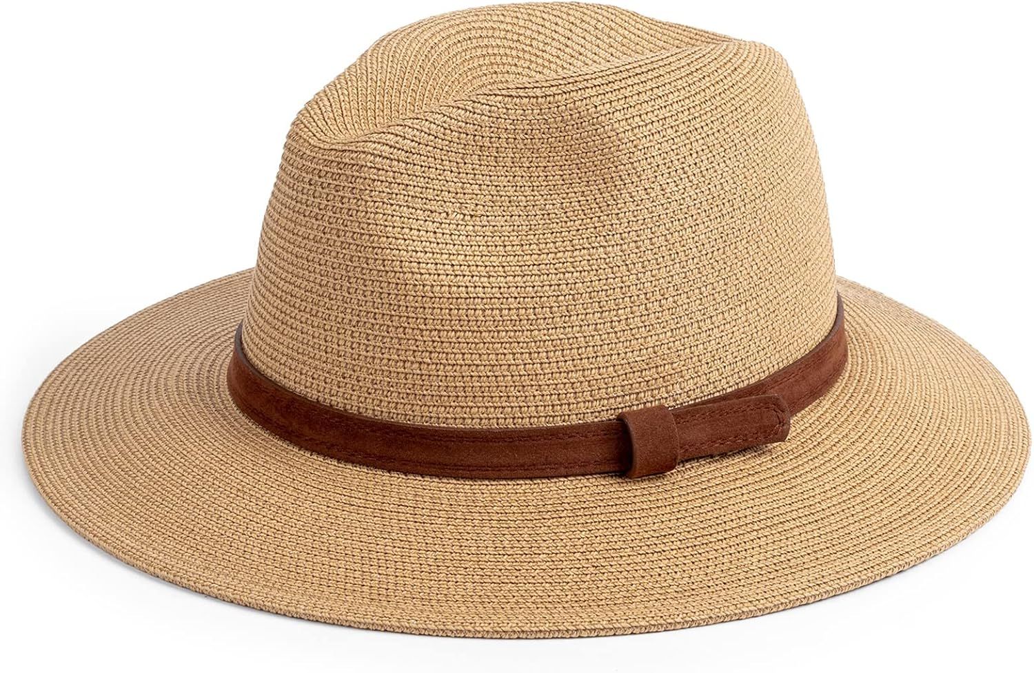 DRESHOW Women Straw Panama Hat Travel Fedora Beach Sun Hat Summer Wide Brim Straw Roll up Hat UPF... | Amazon (US)