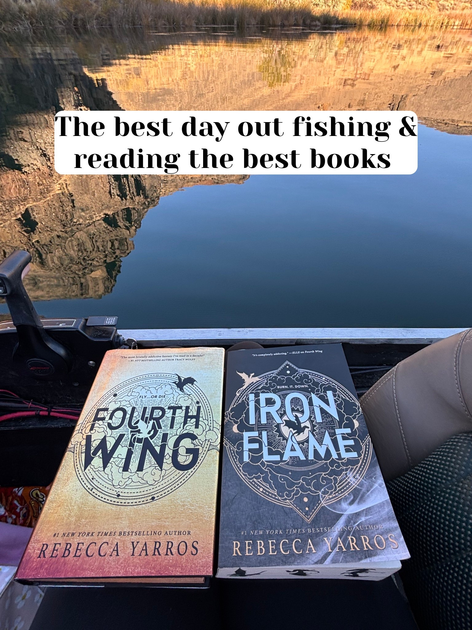Fishing, sunshine, and getting completely lost in Fourth Wing + Iron Flame.
My kind of peace. 🤍📚🎣

#FourthWing #IronFlame #EmpyreanSeries #BookTok #FantasyBooks #BookishGirl #ReadingOutside #CozyReadingVibes #FallReads #BookRecommendation #ReadersOfInstagram #FishingDay #FamilyFishing #SlowLivingMoments #SelfCareDay #LTKReads #AmazonFinds #BookLoverLife


#LTKSaleAlert #LTKItBag #LTKU