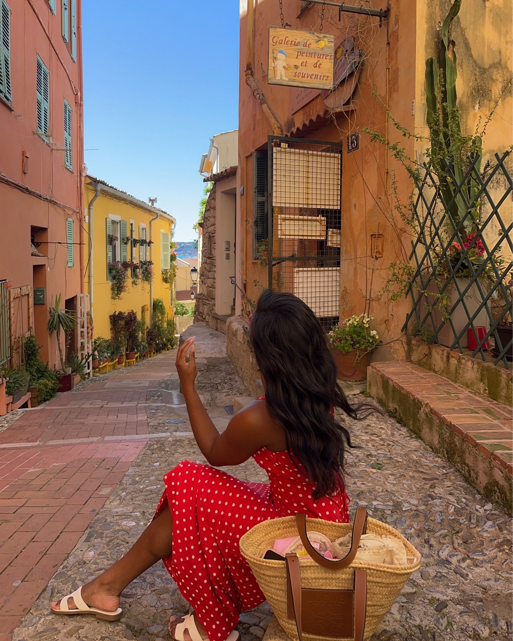 Red maxi polka dot dress from Princess Polly in the South of France  🍒🤍✨

Affordable summer outfit, easy summer outfit, casual summer outfit, European summer outfit, red dress, Loewe basket bag 

#LTKSeasonal #LTKFindsUnder100 #LTKStyleTip