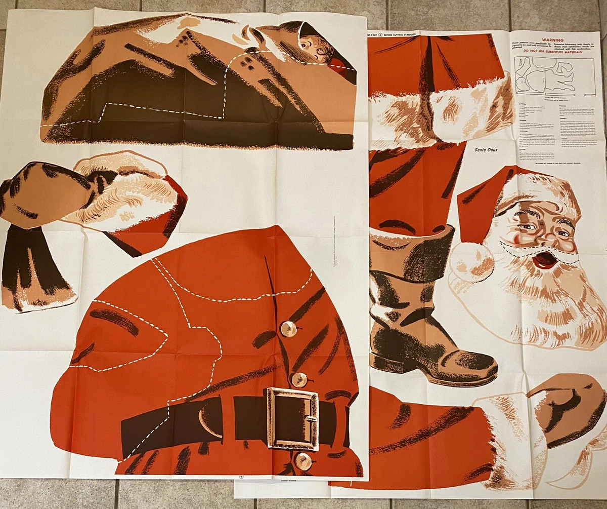 Vintage 1956 Douglas Fir Plywood Santa Cut Out Decorations Blow Mold Mid Century  | eBay | eBay US