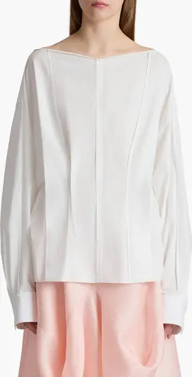 Khaite Wenley Pleated Cotton Poplin Top | Nordstrom | Nordstrom