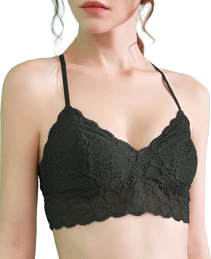 Luna & Sun Soft Simple Sexy Breathable Wirefree Lace Bralette | Amazon (US)