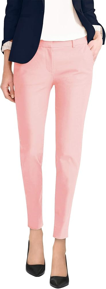Hybrid & Company Womens Super Comfy Flat Front Stretch Trousers Chino Pants | Amazon (US)