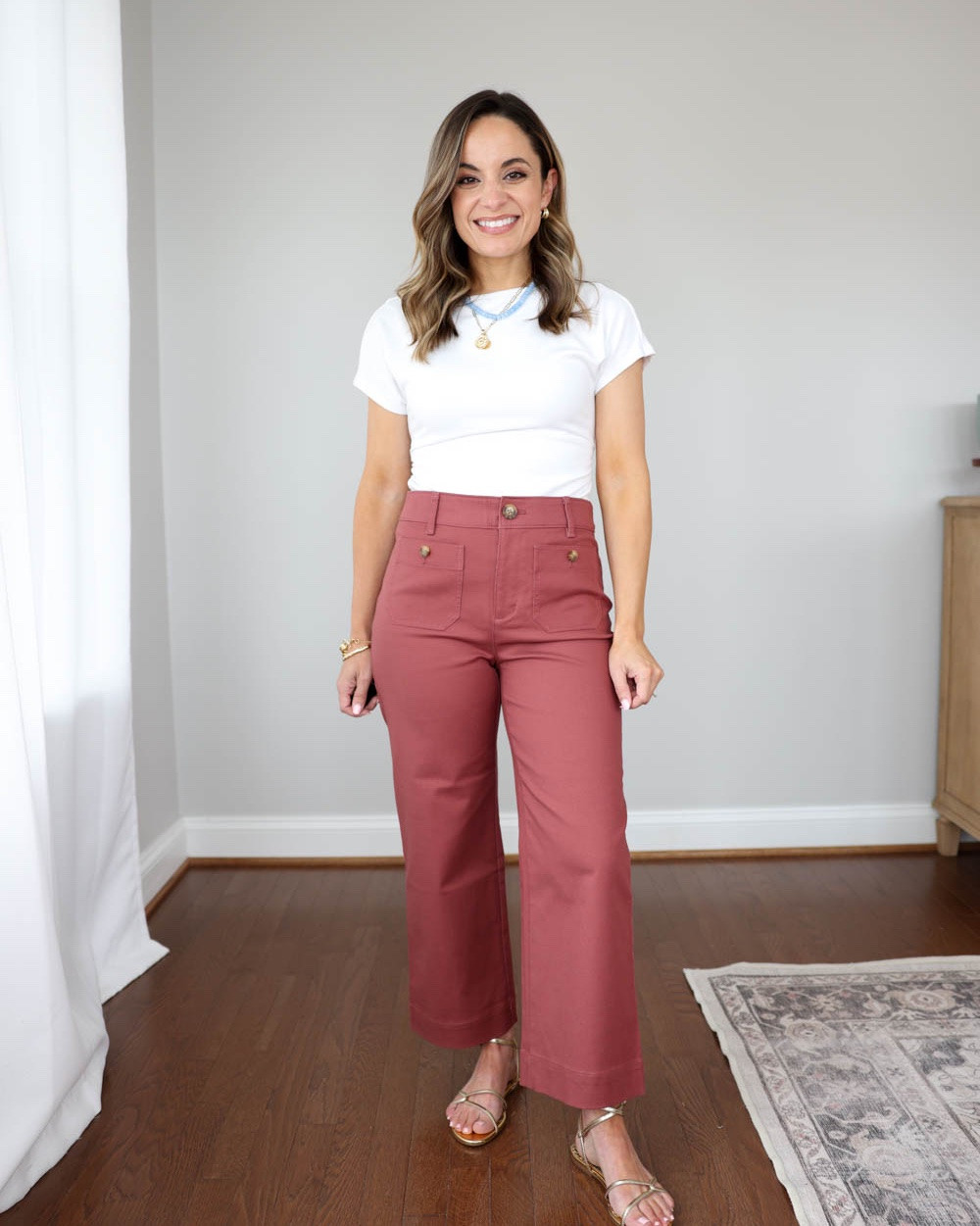 Styling the LOFT Palmer wide leg crop pants four ways!

Pants (LOFT): Petite 00/24 | 10" rise | 24" inseam | runs large, size down

Outfit 1:
Top (Nordstrom): Petite XS 
Sandals (Sam Edelman): true to size 

Outfit 2:
Pink Top (LOFT): Petite XXS
Sandals (Sam Edelman): true to size

Outfit 3:
Cropped denim top (Anthropologie): XXS - great fit at the arm opening, cropped fit that hits the top of high rise jeans.
Straw bag (Sezane)
Sandals (Sam Edelman): tts
tts

Outfit 4:
Top (J.Crew): XS 
Flats (Sam Edelman): true to size

My measurements for comparison: 4'10", 105lbs, 32", 24", 36", 25" ankle inseam, 27-28" full length inseam.

#LTKootd #LTKSeasonal #LTKPetite