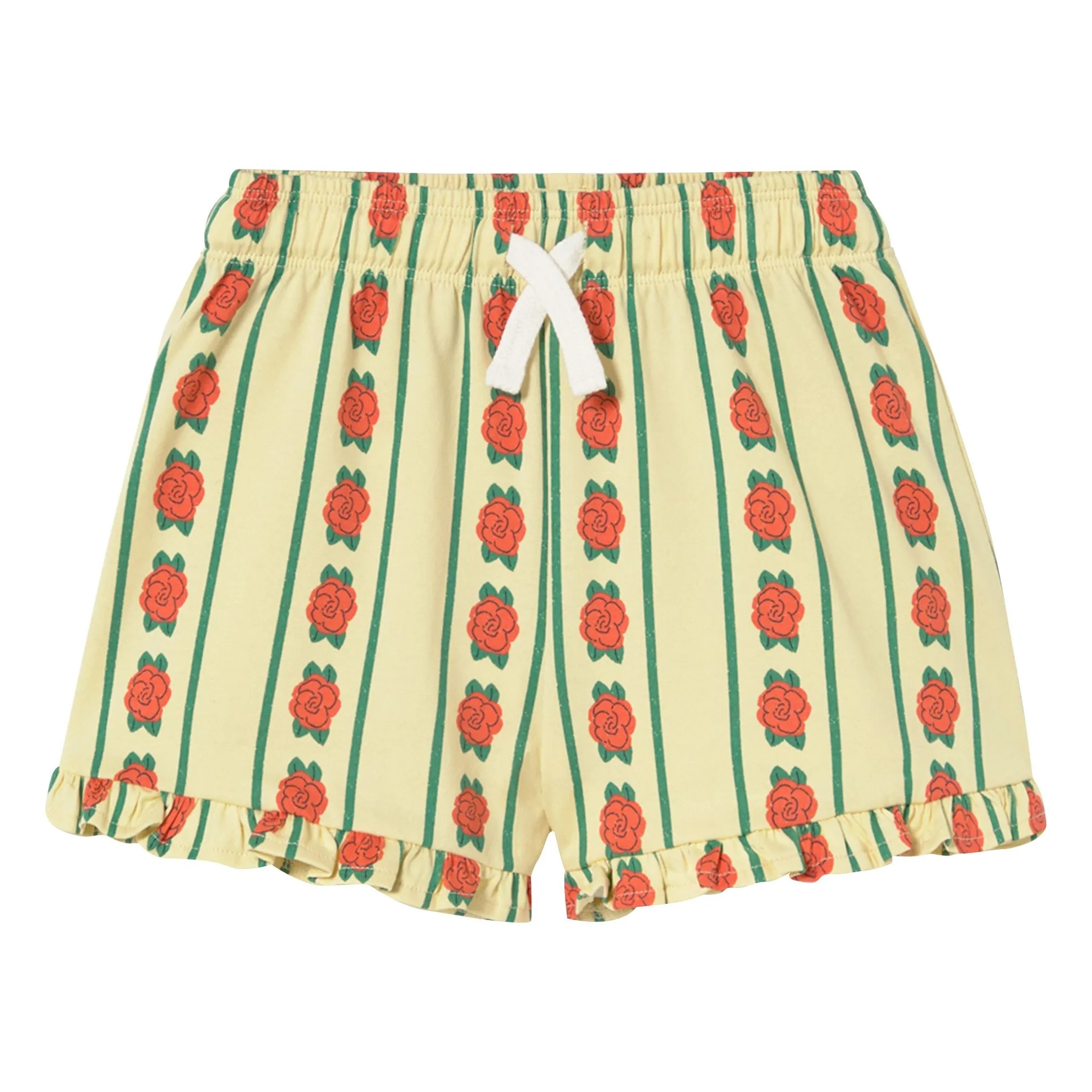 Organic Cotton Pink Ruffle Shorts | Pale yellow | Smallable