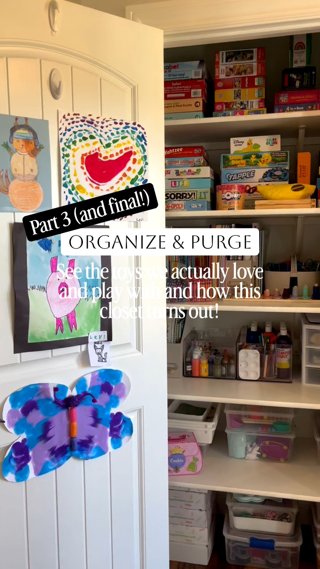 Part Three ✨ The final video in this little series!
Come organize with me as I finish our activity closet and share even more of our favorite learning games, toys, and kids’ activities.
And don’t miss the final reveal — turning our play closet from total chaos to calm, organized, and actually usable 🙌
Saving this for playroom inspo, toy rotation ideas, and Christmas gift ideas 🎄💫

#LTKHome #LTKGiftGuide #LTKmomlife
