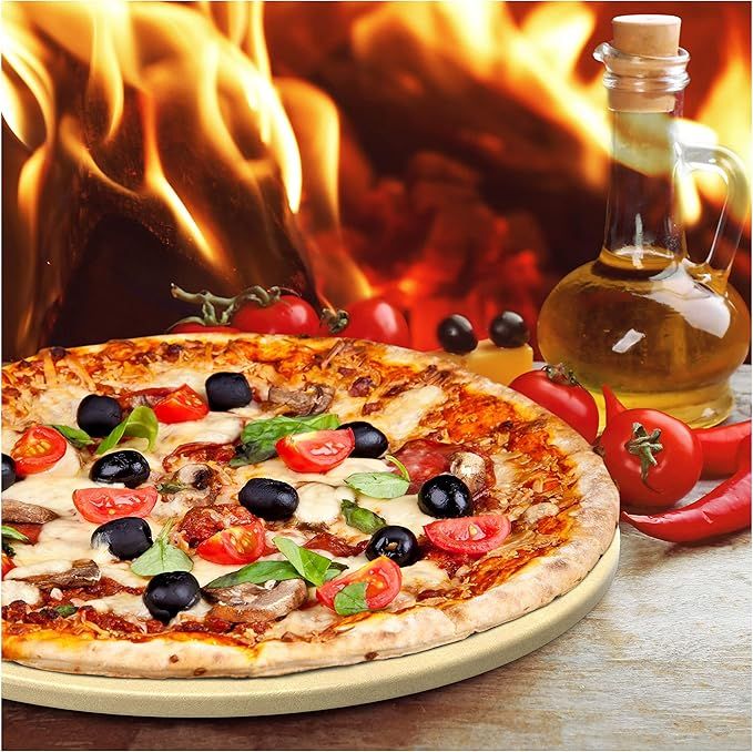 Pizza Stone for Best Crispy Crust Pizza, the Only Stoneware with Thermarite (Engineered Tuff Cord... | Amazon (US)