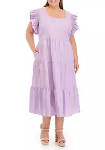 Plus Size Ruffle Midi Dress | Belk