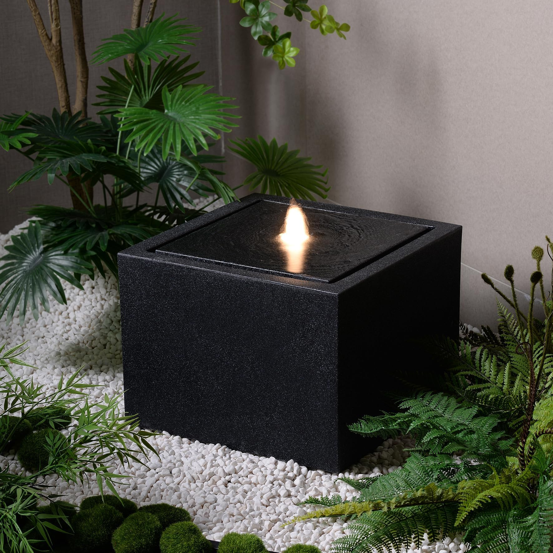 12.79” H Outdoor Water Fountain Made with Eco-Friendly Recyclable Materials, Polyethylene Squar... | Amazon (US)