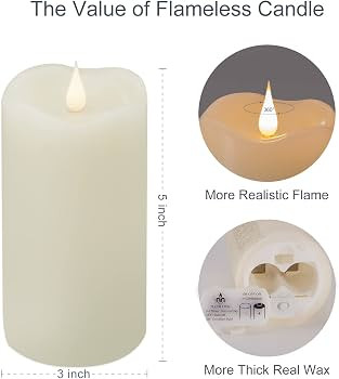 TECHLONG Flickering Flameless Candles with 3D Moving Flame, Last 1000+ Hours Battery Operated Can... | Amazon (US)