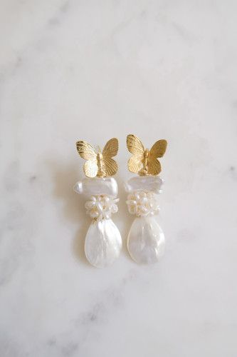 Brass Butterfly, Freshwater Pearl, Pearl Cluster & Mother of Pearl | SJ Bailey Co.