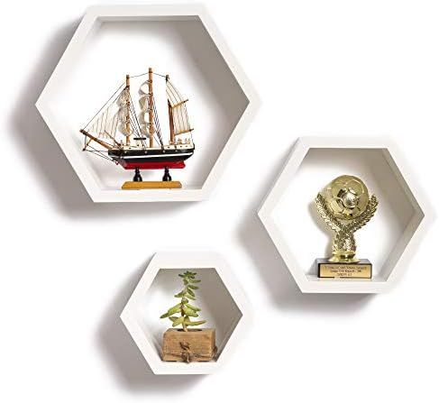 Amazon.com: Hexagon Floating Shelves – Modern Honeycomb Shelves – Wall Mounted Geometric Wood... | Amazon (US)
