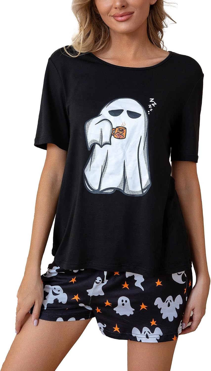 Halloween Pajamas Women 2 Piece Halloween Spooky Lounge Set | Amazon (US)