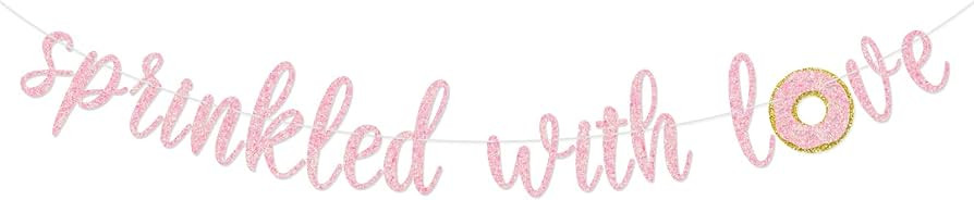 Sprinkled with Love Glitter Banner Baby Shower Sprinkle Party Decoration for Girl Pre-Strung Sign... | Amazon (US)