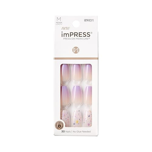 Kiss Impress Press-On Manicure Fake Nails, Medium Coffin, All I Want, Purple, Comfortable, Super Hold Adhesive, No Glue/Polish, Chip Proof, No Dry Time, Smudge Proof, Waterproof | 30 Count | Amazon (US)