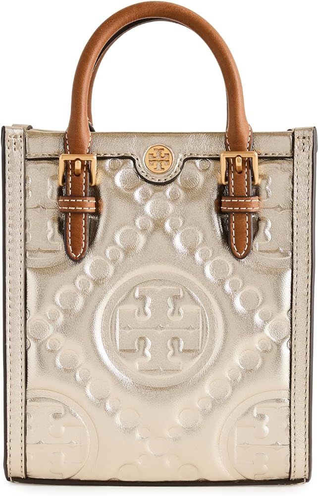 Tory Burch Women's T Monogram Embossed Metallic Mini Tote | Amazon (US)