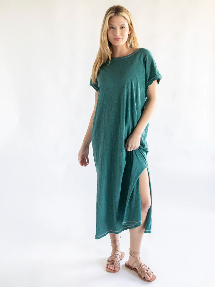Frankie Knit Cotton Tee Midi Dress - Sea Green | Natural Life