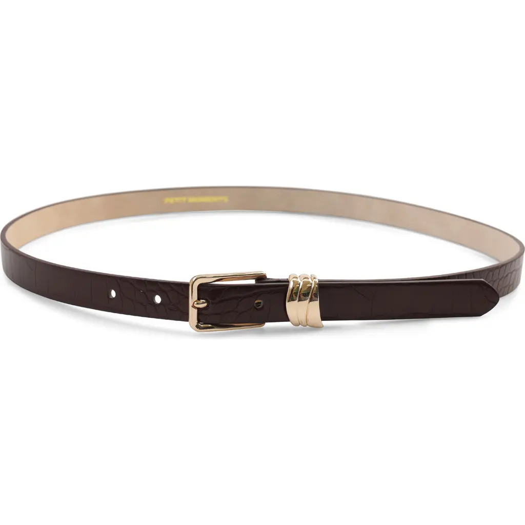 Petit Moments Sleek Belt in Brown Croc/Gold at Nordstrom, Size Medium | Nordstrom