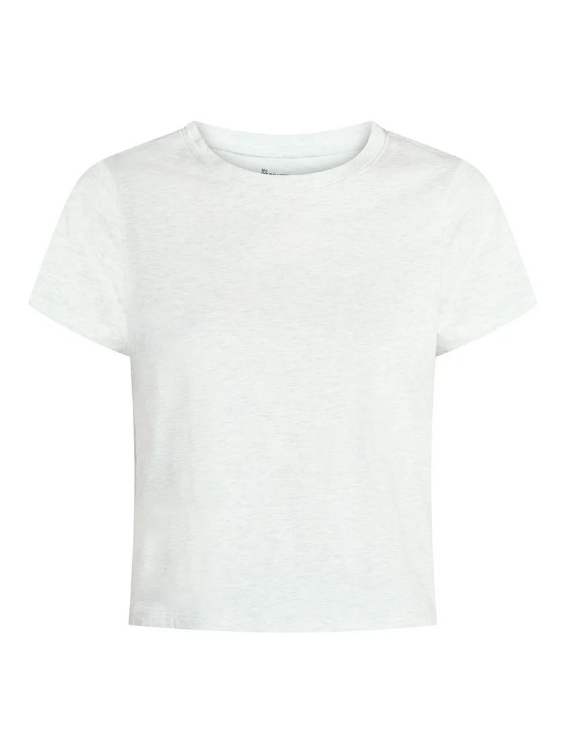 No Boundaries Cropped Cotton Tee with Short Sleeves, Women\u2019s XXS-XXL | Walmart (US)