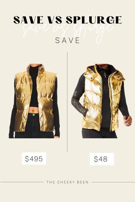 OBSESSED with these cute gold puffy vests! Invest in one, or get almost a perfect dupe from Walmart! Both so warm & adorable! 

#LTKSeasonal #LTKunder50 #LTKstyletip