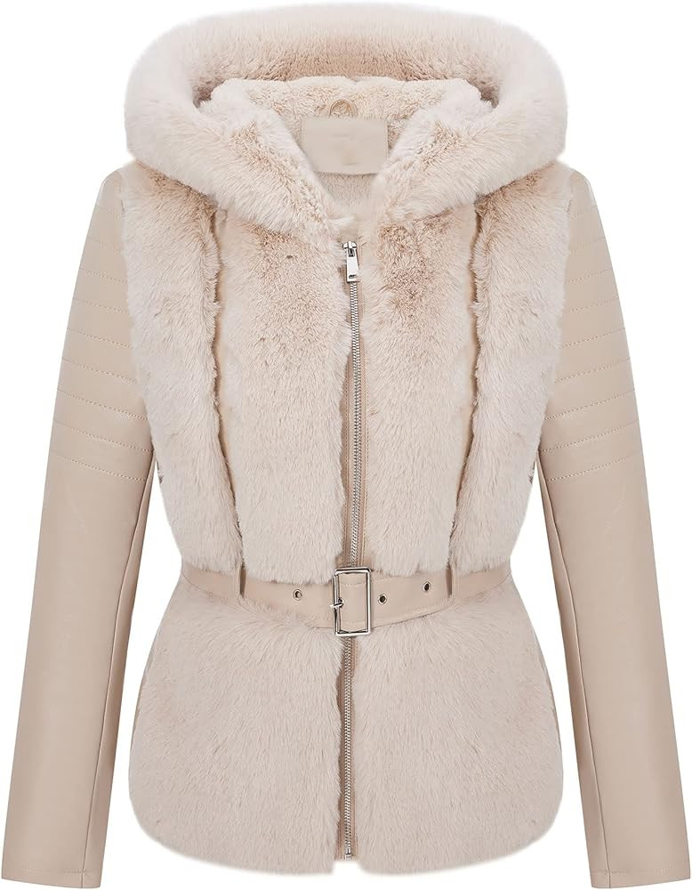 Bellivera Women's Trench Coat Faux Suede Jacket Winter Hooded Overcoat with Belt | Amazon (US)