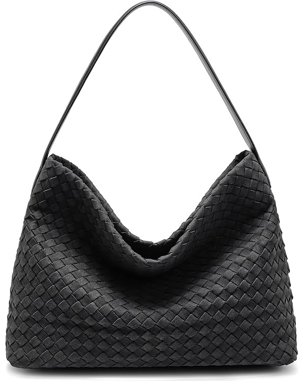 Woven Tote Bags Suede Purse for Women: Vegan Leather Shoulder Handbag - Elegant Satchel Handbag f... | Amazon (US)