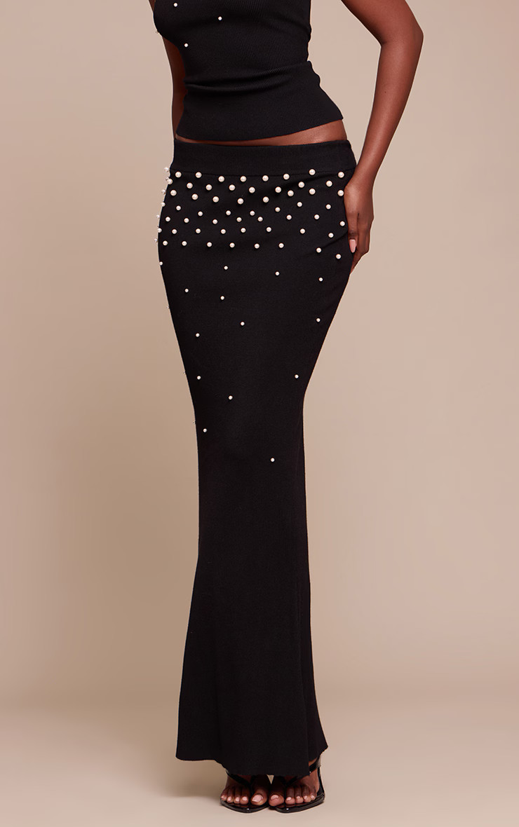 Pearl Trim Detail Knitted Maxi Skirt | PrettyLittleThing UK