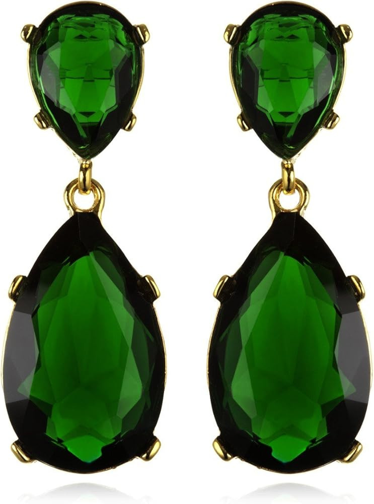 Kenneth Jay Lane Gold Emerald Drop Earrings | Amazon (US)