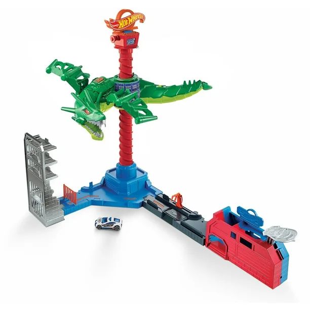 Hot Wheels City Air Attack Robo Dragon Play Set Motorized With Different Sounds and 1 Hot Wheels ... | Walmart (US)