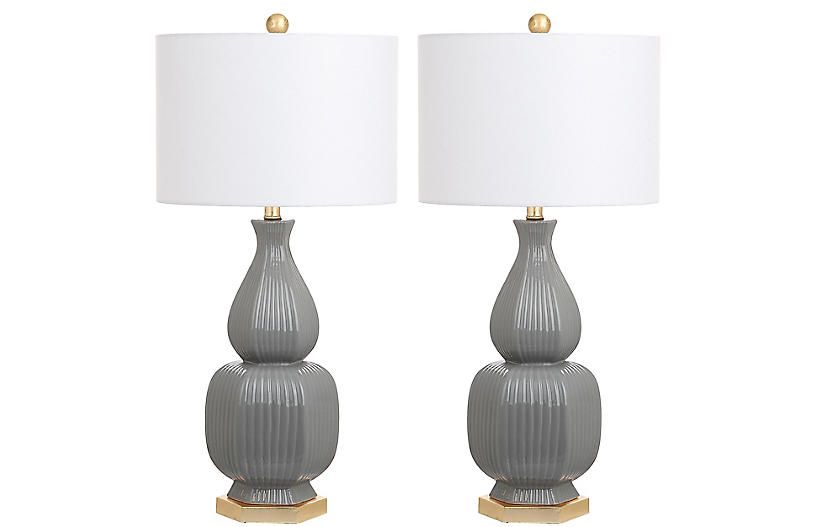 S/2 Abels Table Lamps, Gray | One Kings Lane
