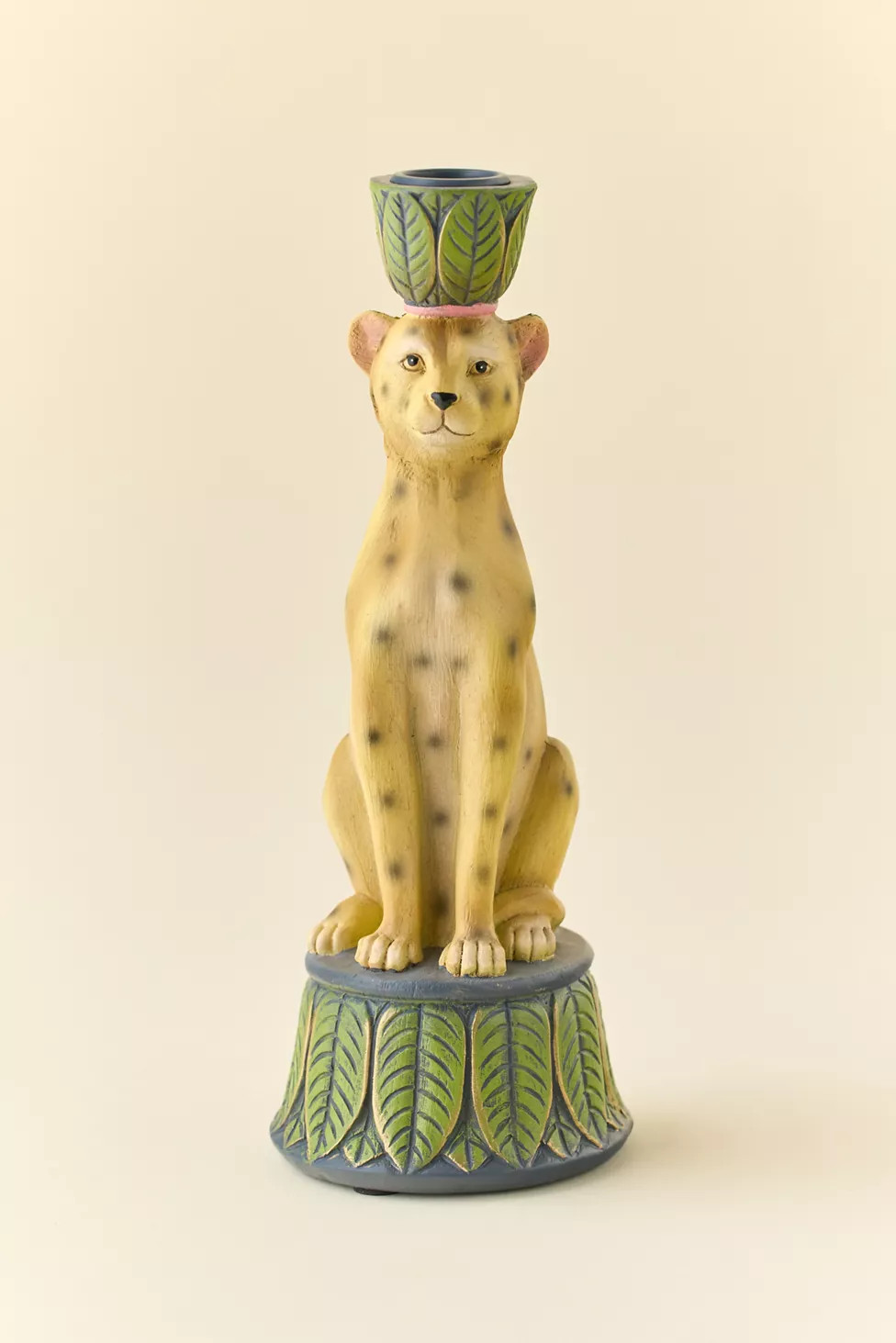 Cheetah Resin Taper Candle Holder | Urban Outfitters (US and RoW)