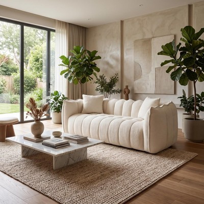FurnitureR 66" Beige Chenille Loveseat Sofa, 2-Seat Cloud Couch with Deep Seat, Rolled Arms & Pillow Back for Living Room, Apartment & Bedroom | Target
