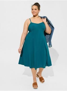 Midi Challis Sleeveless Trapeze Dress | Torrid (US & Canada)