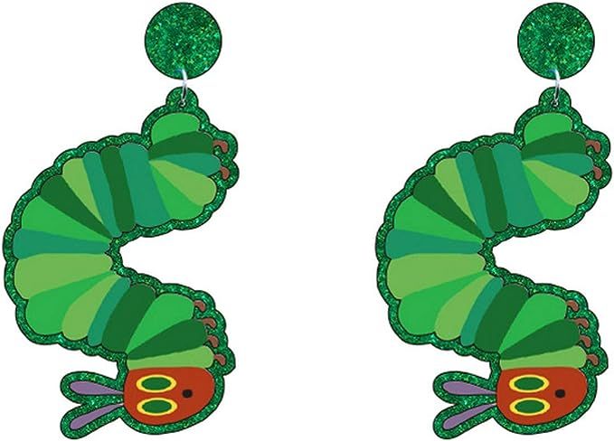 Handmade Lovely Sitting Frog Dangle Earrings Cute Green Frogs Snails Caterpillar Earring Acrylic ... | Amazon (US)