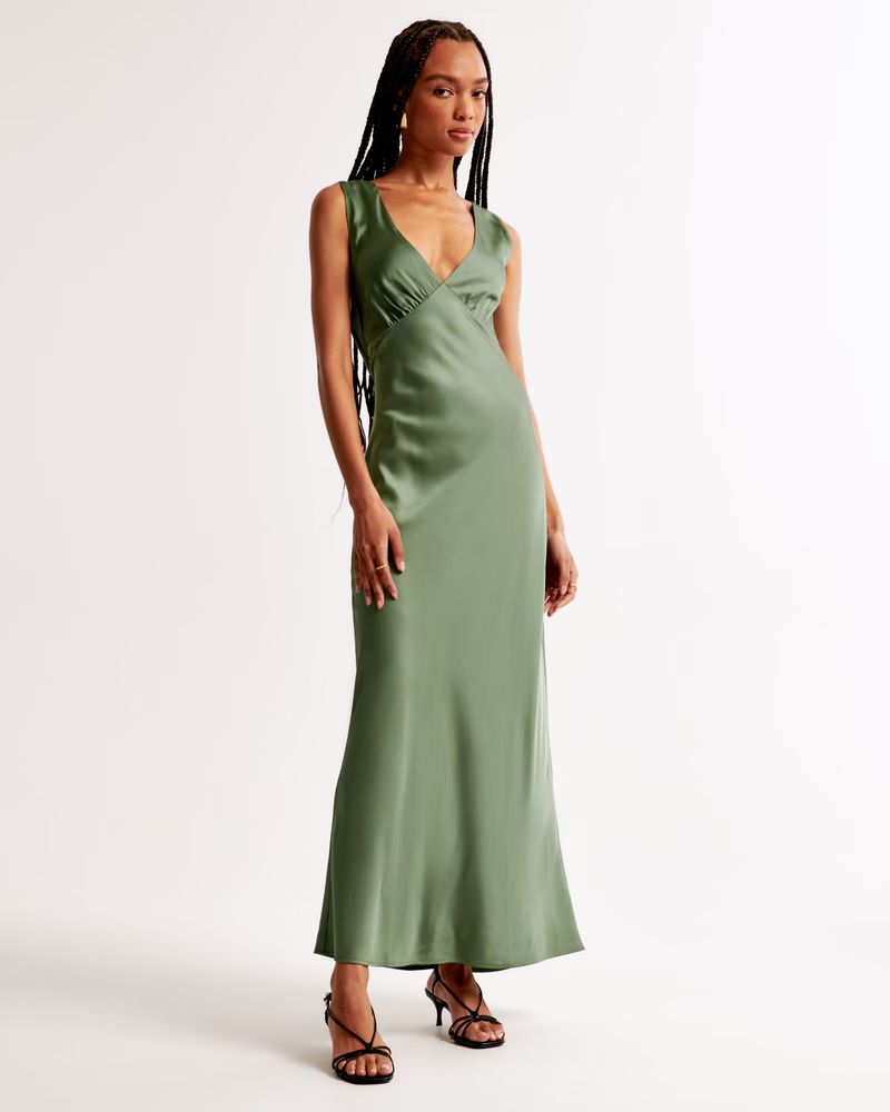 Plunge Cowl Back Maxi Dress | Abercrombie & Fitch (UK)