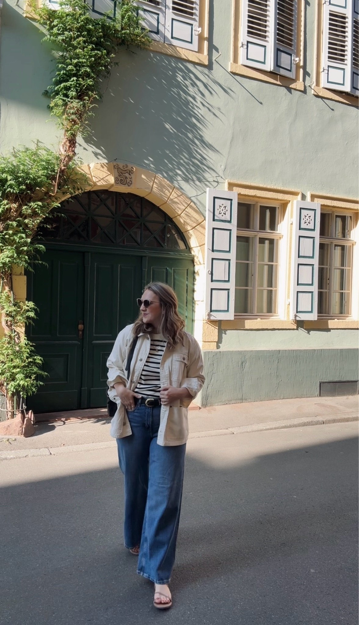 OOTD- Spring Capsule Day 3
Tee- Cos - tts 
Jeans - Old Navy tts 
Belt- Natalie Borton Designs 
Jacket - from Karla Reed - vintage RL but linking others 
Sandals - tkees - tts 
Bag- Clare V

#LTKootd #LTKSeasonal #LTKTravel